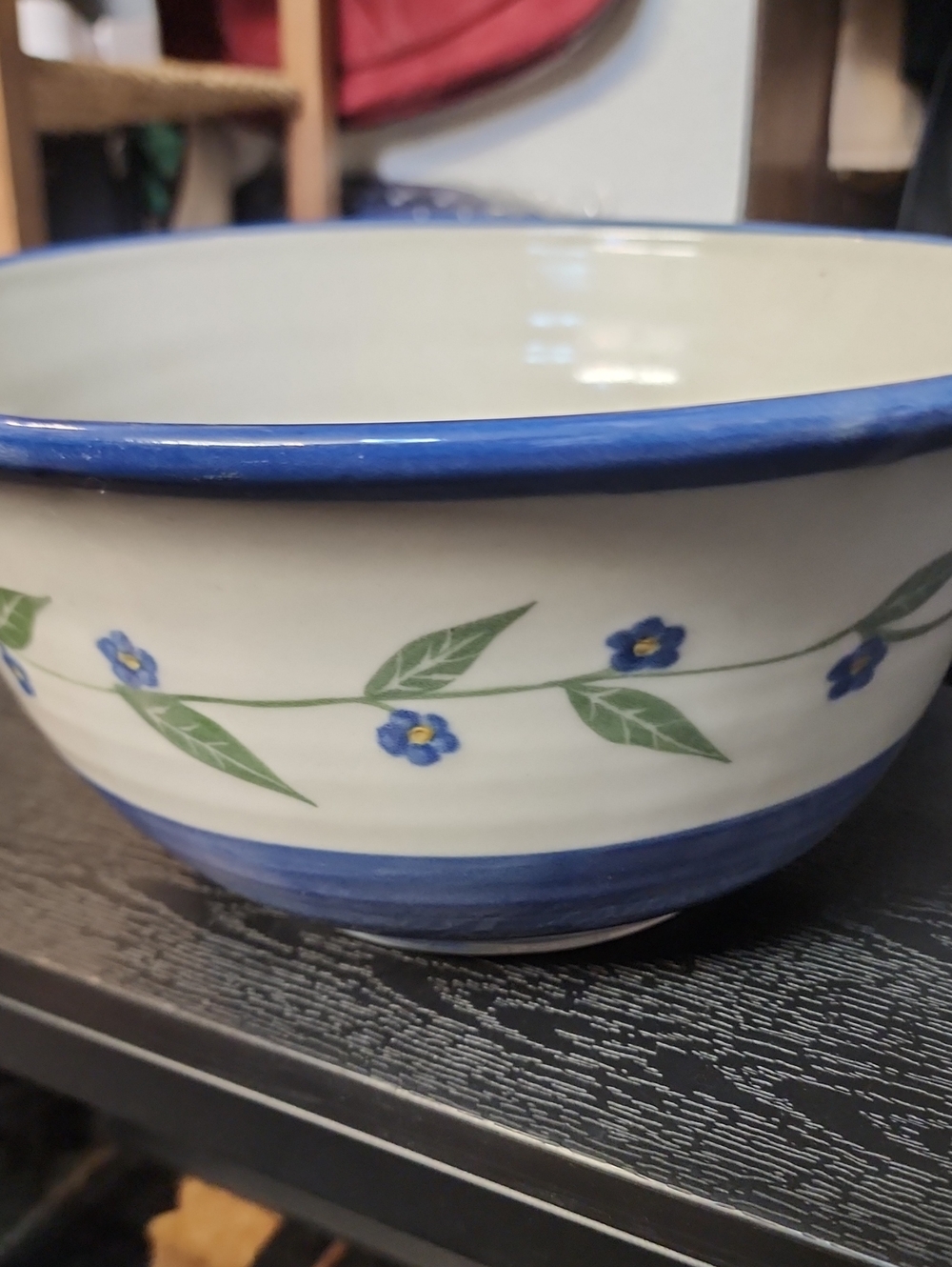 B LYNN  Floral Ceramic Serving Bowl
